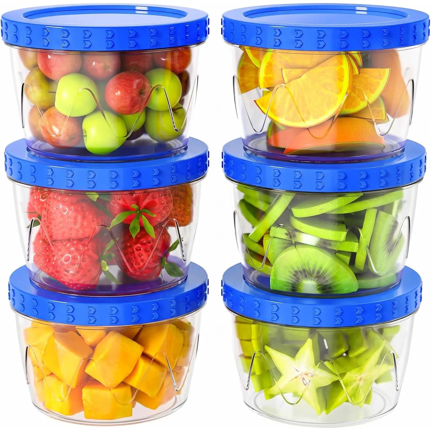 6 Pack-17oz  Freezer Storage Containers, [STURDIER and  DURABLE] Airtight Plastic  Storage Containers with Twist Top , || Stackable | Leakproof| Microwave/Dishwasher Safe