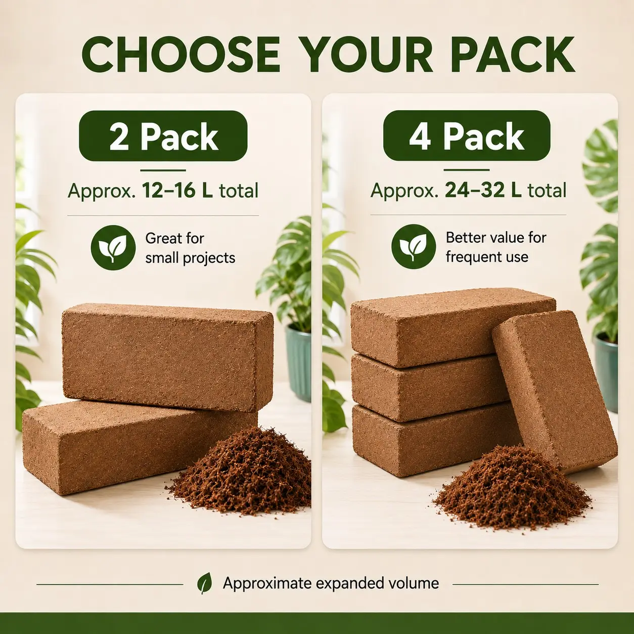 Premium Coco Coir Brick for Plants and Reptiles, Low EC Organic Coconut Peat Block for Gardening and Seed Starting, Coconut Fiber Substrate