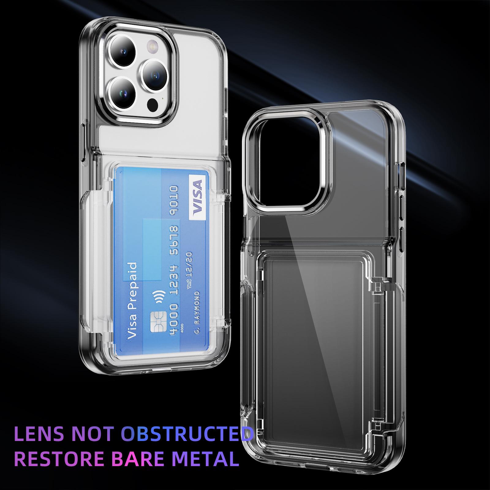 New 2nd Generation Transparent Card Holder Phone Case, suitable for Apple iPhone 11/12/13/14/15/16/17 Pro/Max series, high clarity and transparency, with adjustable hidden stand + card holder 2-in-1, high-quality wallet phone case