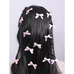 Hair Clips 15pcs Plain Color Sweet Bow Decor for Women and Girls Party Daily Clothing Decor