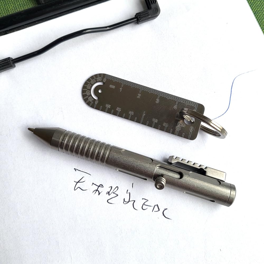 1 Portable Titanium Ruler,  Ruler,  Titanium Key Ring, EDC Measuring Tools cm/inch Ruler Stationery Math Geometry