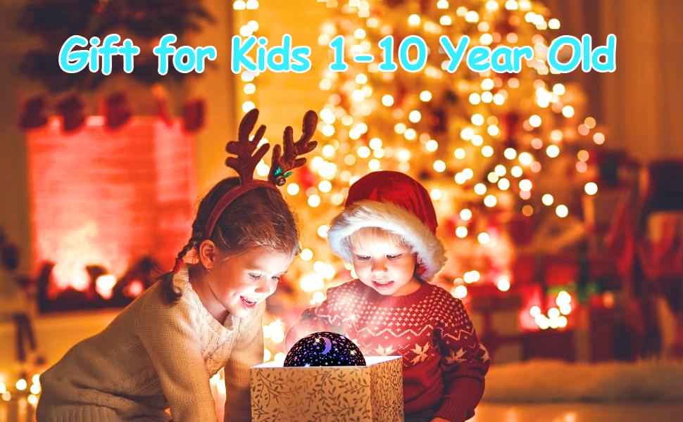 Star Projector Night Light for Kids, Birthday Fun Gifts for 1-4-6-14 Year Old Toy Gift for 3-9 Year Old Boys, Projection Lamp for Kids Bedroom, Led Multicolor 360 Degree Rotation Colorful Lights for Child Sleep - Black