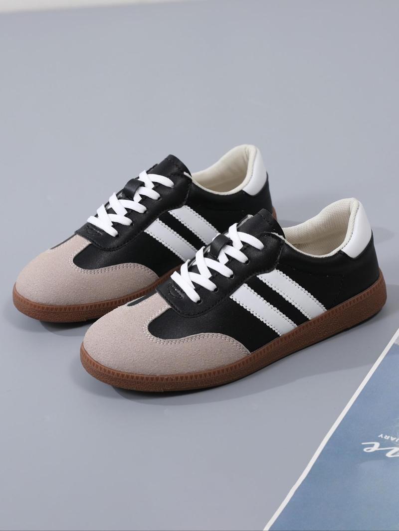 Women's Fashionable Patchwork Lace Up Low Top Sneakers, Casual Comfortable Breathable Sports Running Shoes, Athletic Shoes, All-match Round Toe Shoes for Daily Wear