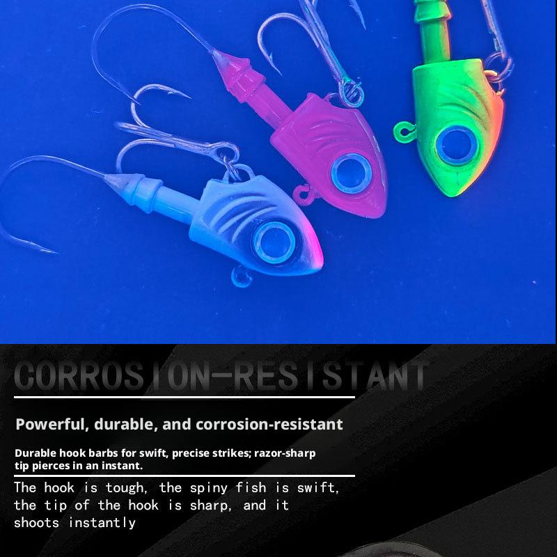 Fishing hook with simulated fish head, heavy-duty lead head hook, UV fish head lead head hook lure, Zhou Shan Hai Ya bionic bait