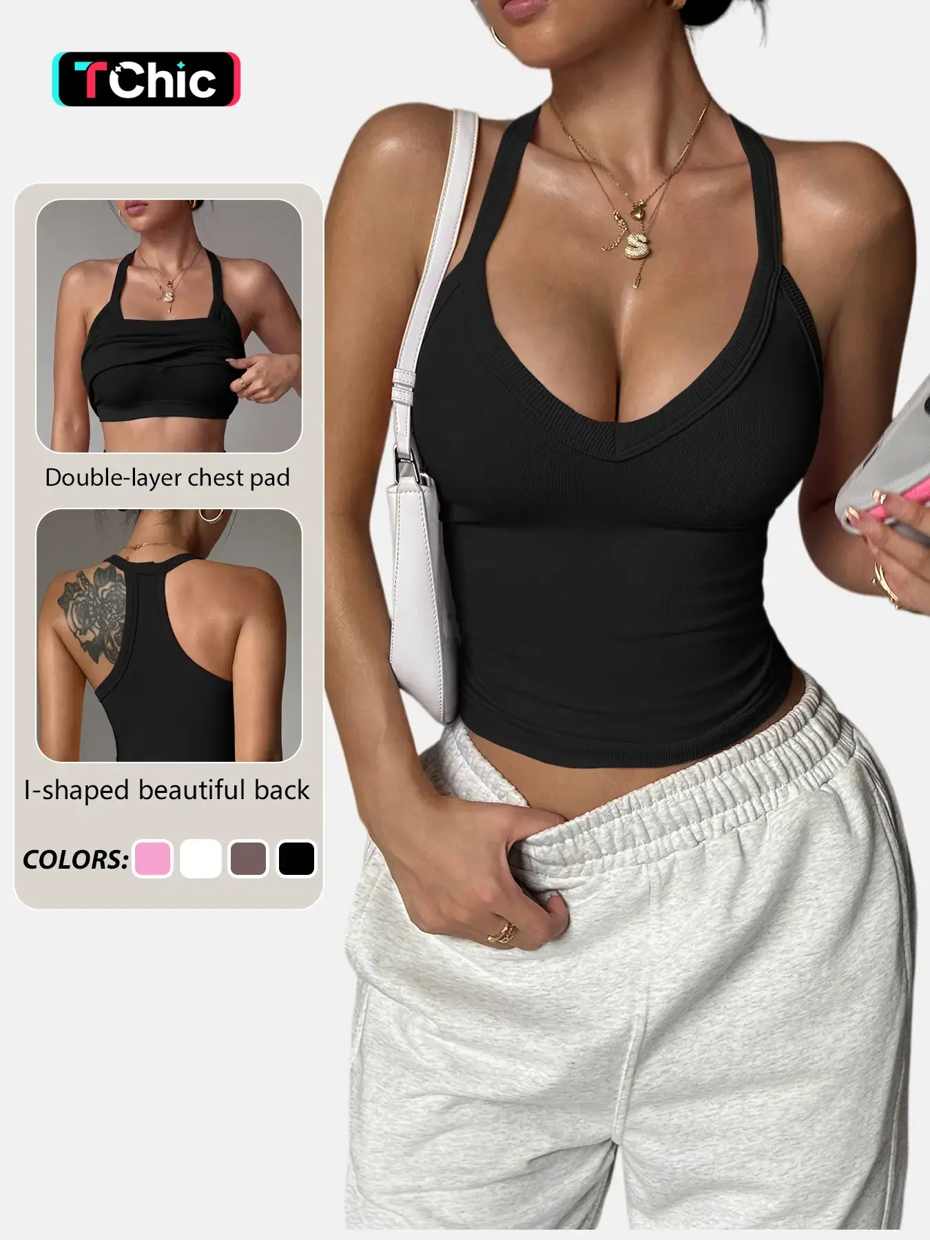 Women's Sleeveless Detachable Padded Yoga Vest, V-Neck Sportswear for Fitness, Comfortable Running Top, All Seasons Slim Fit