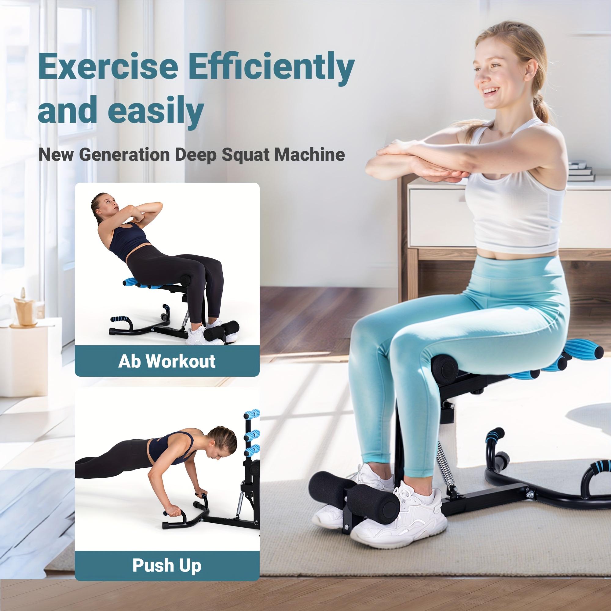 Squat Machine, 4-Dimensional Adjustable Squat Trainer, with 3 Lengths + 2 Heights + 4 Resistance Levels + 360°         Full Body Training Rotating Machine, Built-in Massage Roller + Intelligent Resistance Adjustment System, Fast Shipping from the USA