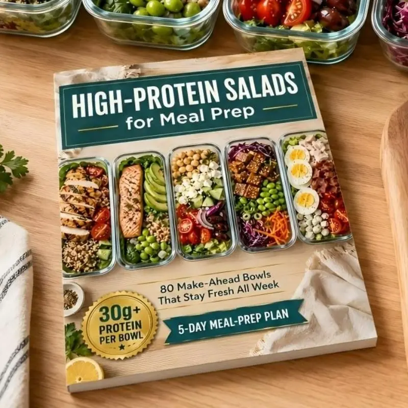 High Protein Salad Bowls, 80 Pre-Prepared Fresh Salads, over 30g Protein Per Serving, Five-Day Weekly Plan Included