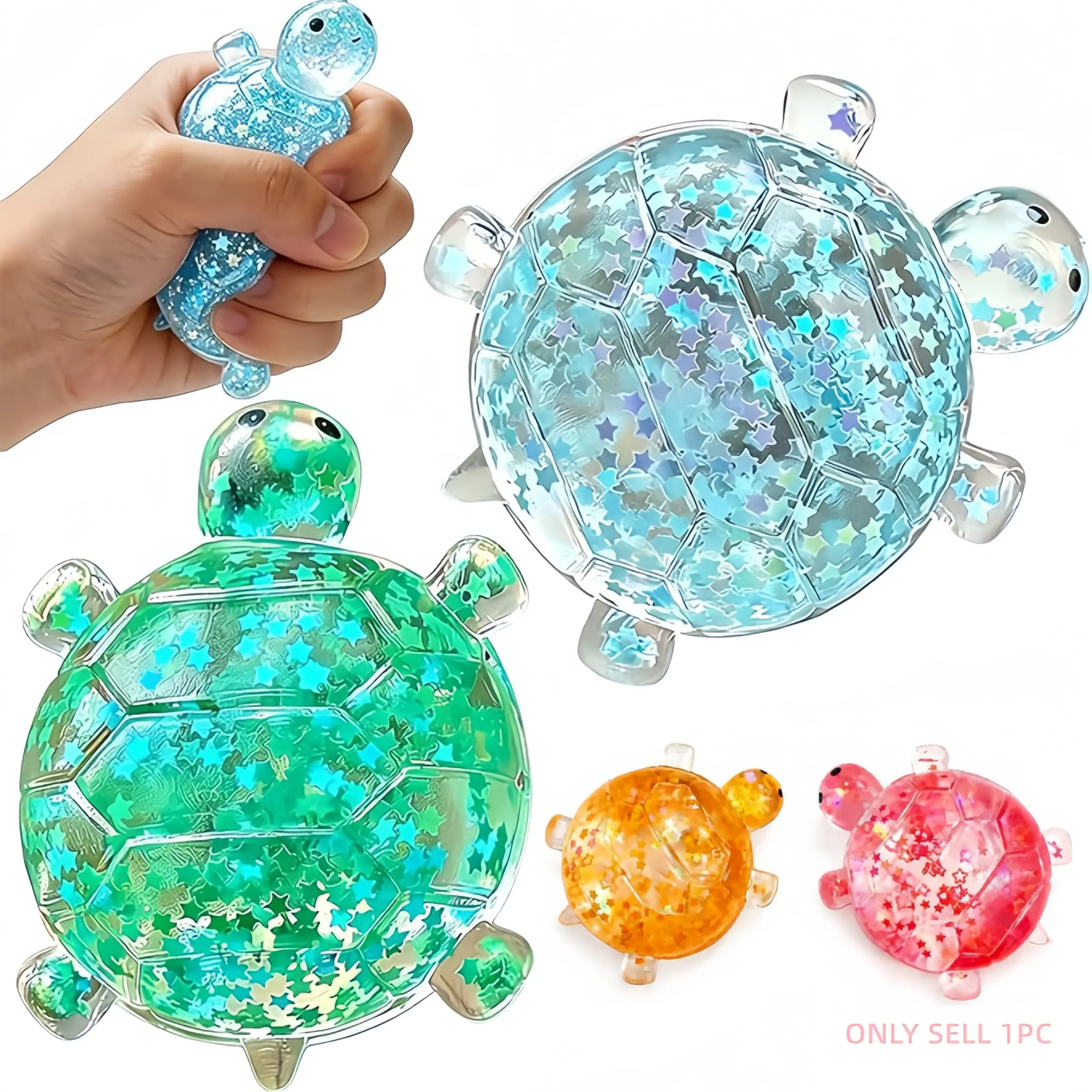 Viral Glitter Turtle Fidget Squishy Ball, Soft TPR ASMR Sensory Play Toy, Cute Desktop Decor for Office & Home, Stress‑Relief Vent Toy for Adults & Kids, Portable Hand Squeeze Toy, Christmas Birthday Goodie Bag Fillers, Classroom Prize, Party Gift.#ASMR