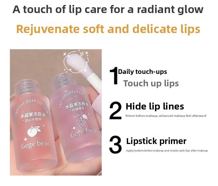 Crystal Jelly Lip Oil – High-Shine, Non-Sticky, Hydrating, Reduces Lip Lines, Moisturizing Gloss for Smooth & Plump Lips, by Gegebear