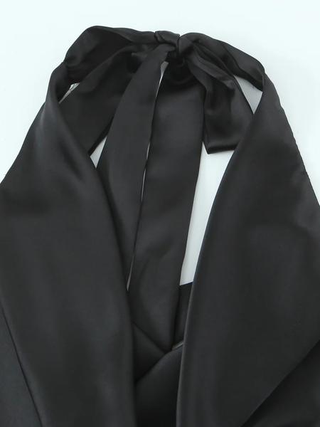 Women's Backless Satin Top, Loose-Fit Thin Fabric, Summer Sleeveless Blouse, Elegant Neckline Design, Perfect for Casual Wear