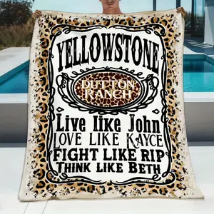1Pc Yellowstone Dutton Ranch Themed Flannel Blanket - Soft Warm All-Season Throw With John, Kayce, Rip & Beth Quotes, Official TV Show Design, Cozy Sofa Bedspread Birthday Gift 1Pc 280GSM