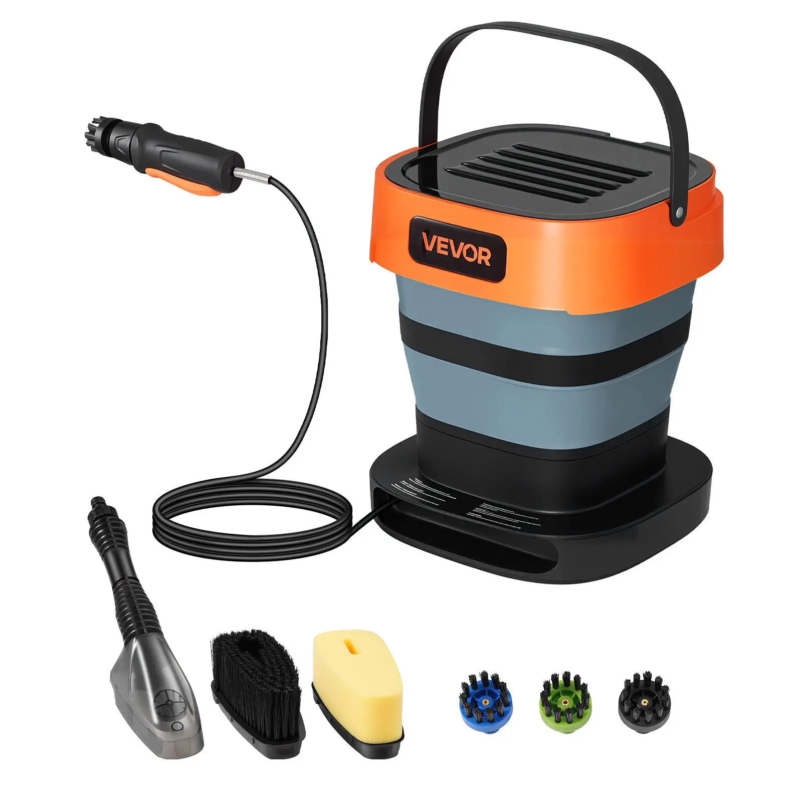 VEVOR Portable Cordless Pressure Washer with 2.64 Gal Tank, Foldable Power Washer 109 Max PSI, 3 Nozzles, Magnetic Sponge Brush Soft Bristle Brush, 78.7 in Hose, for Bike Cleaning, Patio, Camping