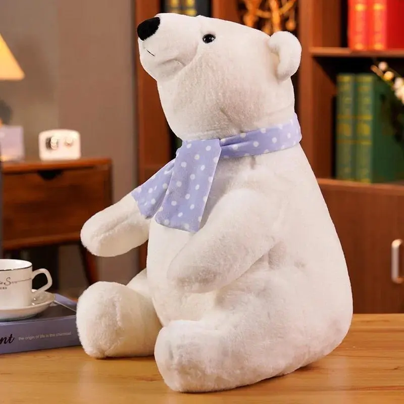 30cm Unisex Cute Polar Bear Soft Plush Toy - Stuffed Animal Scarf Doll, Kids' Room Decoration, Kids' Birthday Gift, 30 V
