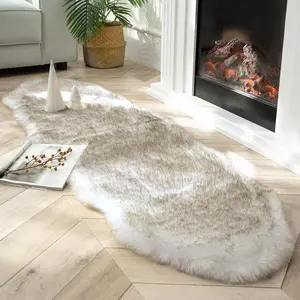 Ultra Soft Faux Fox  Rug White Brown  Area Rug, Carpets  Rug Chair for Bedroom Floor Sofa Living Room 2 x 6