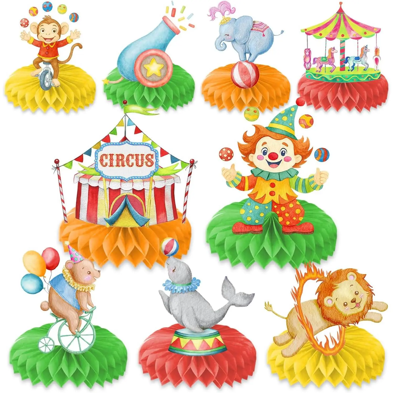 9 count Carnival  Centerpieces Themed Birthday Party Decorations Circus Clown  Magical Centerpiece Table Decoration Party Favors Decor Supplies Gifts for Boys Girls Men Women