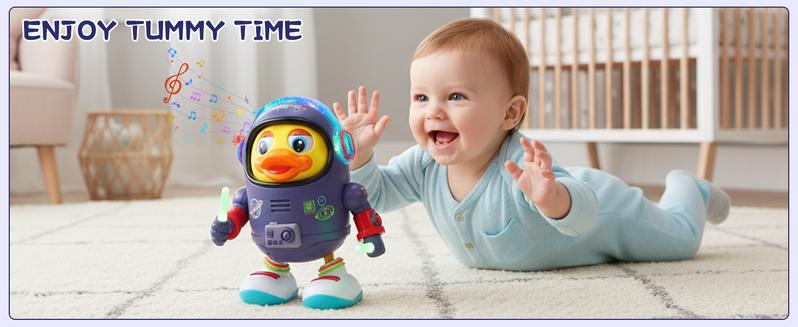 Dancing Space Duck Toy, Space Duck Dancing Musical Interactive Toy, Walking Duck Baby Robot, Electric Dancing Duck Toy Baby Musical Toys, Cute Singing Walking Duck Toys with Music LED Lights