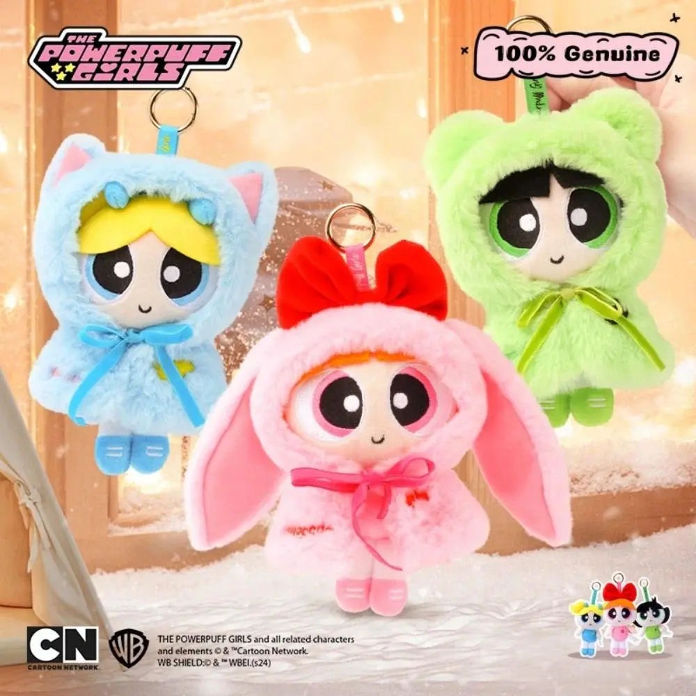 15cm Stuffed Anime Powerpuff Cartoon Cute Dress Up Plush Toys Bow Tie Doll Keychain Bag Ornament Girls Gifts