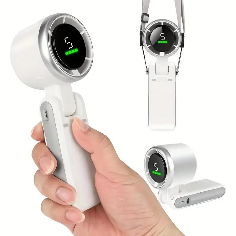 Multifunctional USB Desktop Personal Fan with Cooling Function, Fast Cooling, 5 Speed Settings, Rechargeable Battery, Digital Display