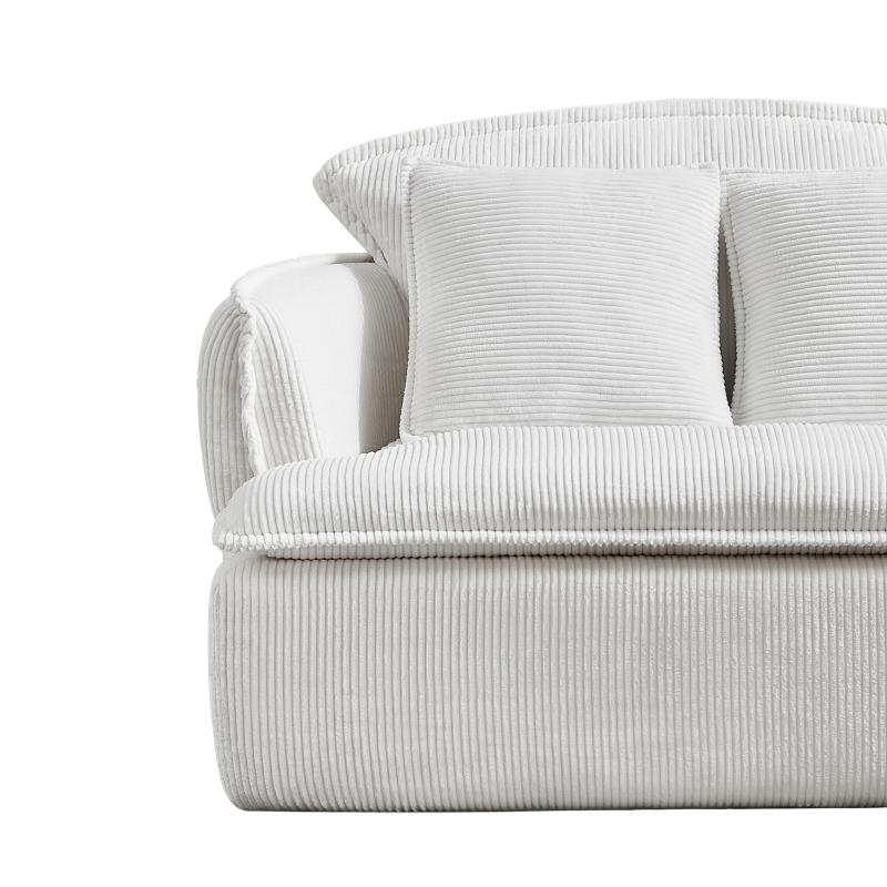 [SOIYELIFE] Convertib Compressed Sofa Chair with Ottoman, Modern Corduroy Fabric Armchair for Small Spaces, Living Room, Dorm, or Apartment