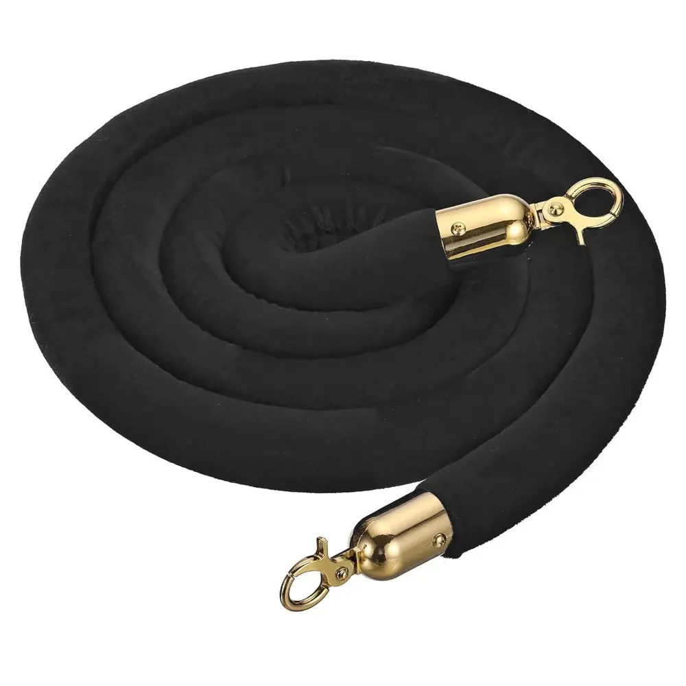 4.9 Feet Plush Post Rope with Clip Hooks, Personnel Control Isolation Rope for Hotels and Theaters, Queue Separation Barrier