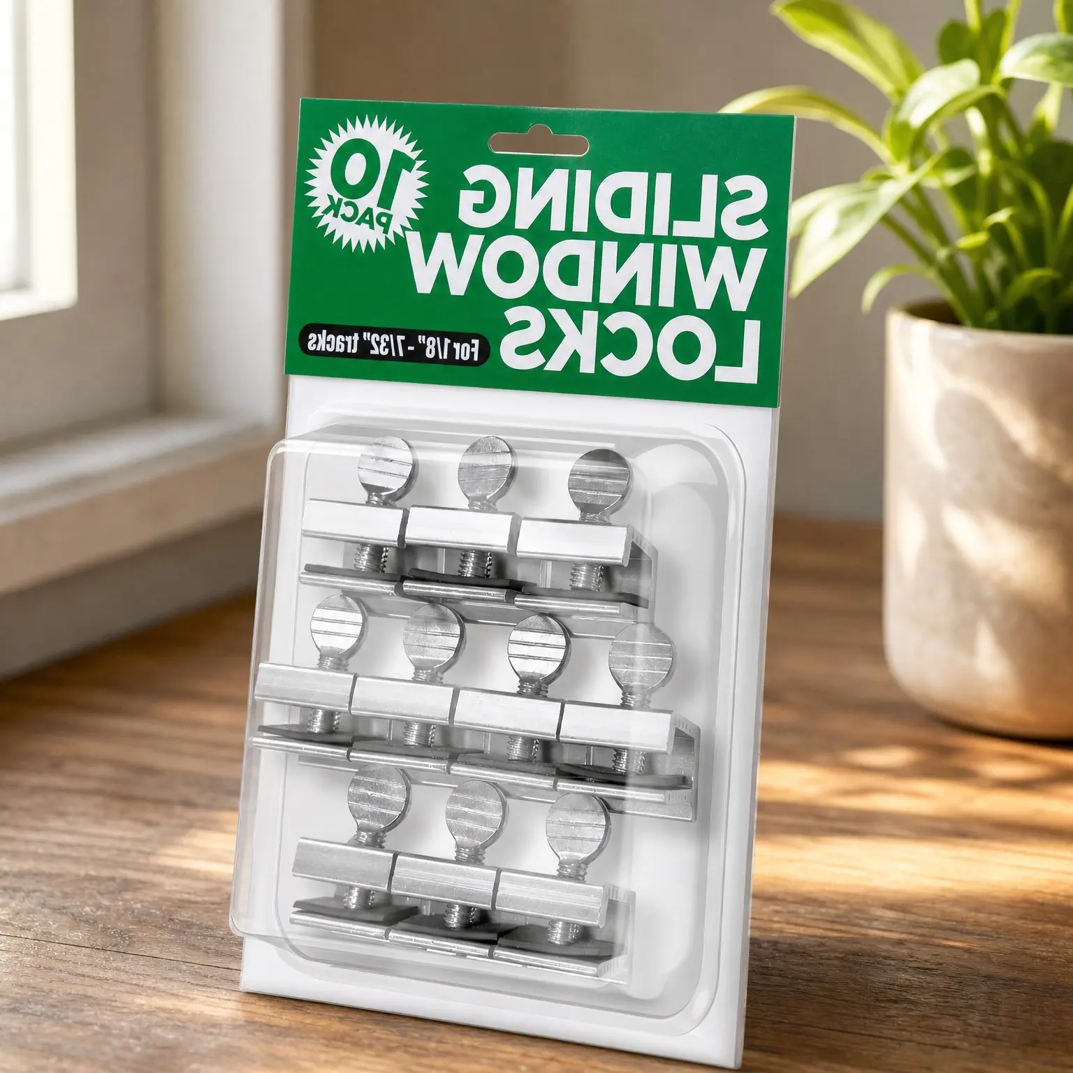 10-Pack Adjustable Aluminum Window Locks for Vertical and Horizontal Windows, No-Drill Installation, Window Security Stoppers, Requires 28-36mm ClearanceGift