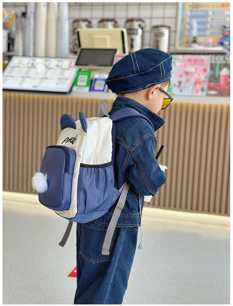 Kindergarten Color-Block Canvas Backpack 2026 Back-to-School Season Children's Fashion Backpack Baby Anti-Lost School Bag