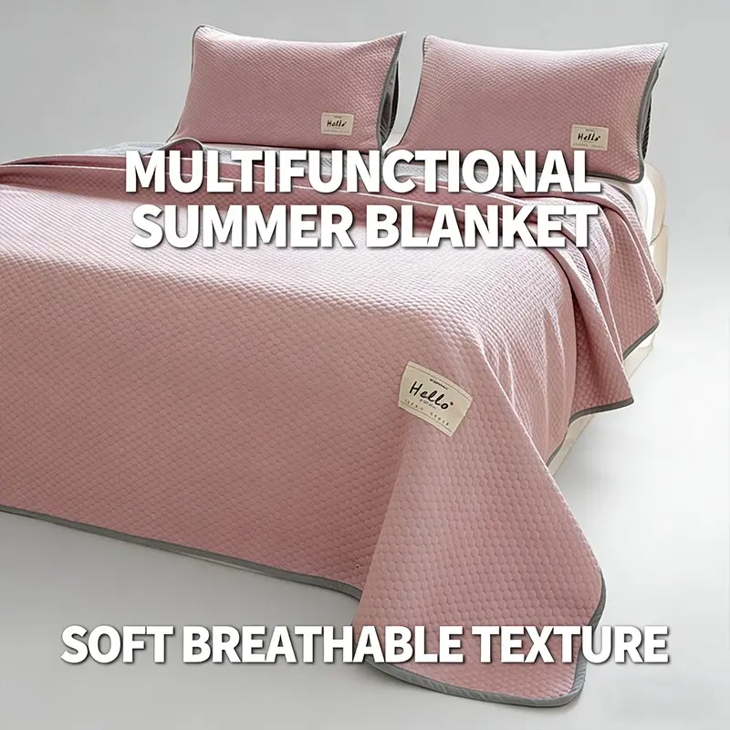 Double-Sided Cooling Blanket, Waffle Breathable Lightweight Design, Ice Silk Soft Skin-Friendly, Multiple Colors Available, All Seasons Use