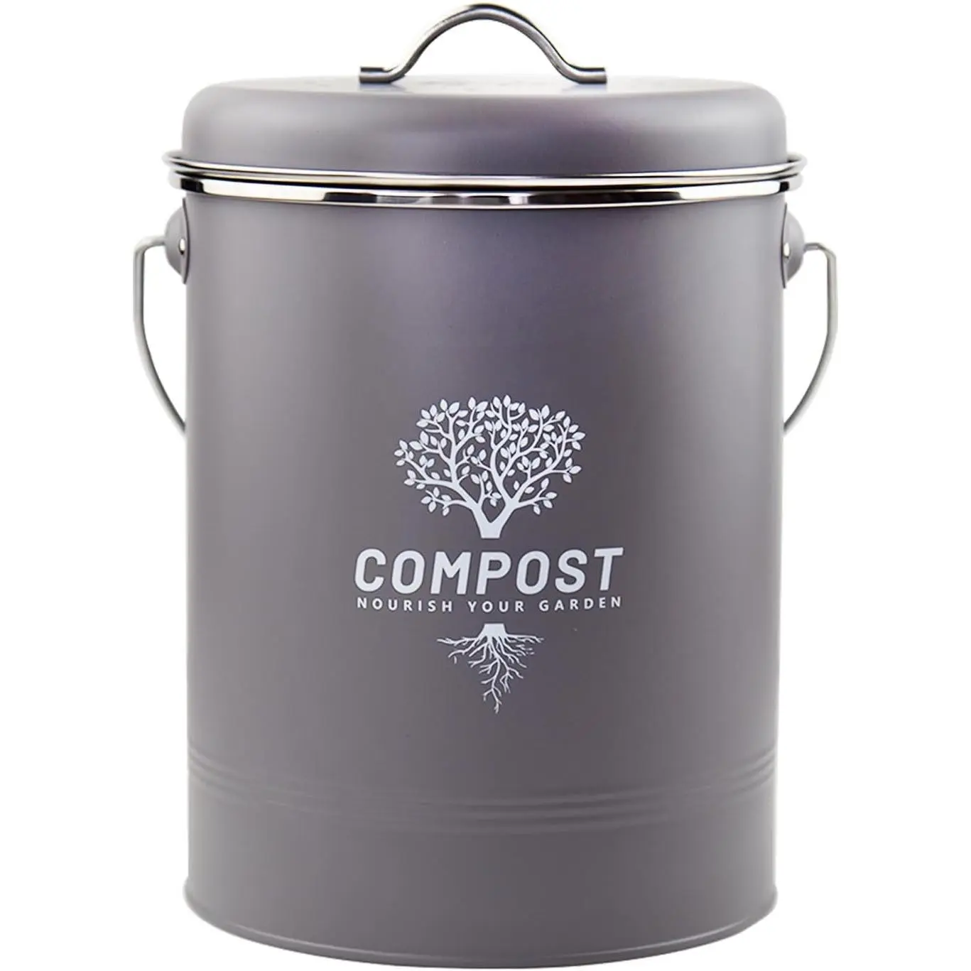 Kitchen Countertop Compost Bin Odor Resistant Indoor Compost Bin with Lid and Charcoal Filter Rust Resistant Coated Compost Bucket Compost Container Gray