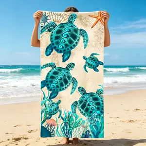 1count Blue Sea Turtle Oversized Beach Towel for Women - Lightweight, Quick Dry, Super Absorbent, 30*60Inch, Travel Essentials