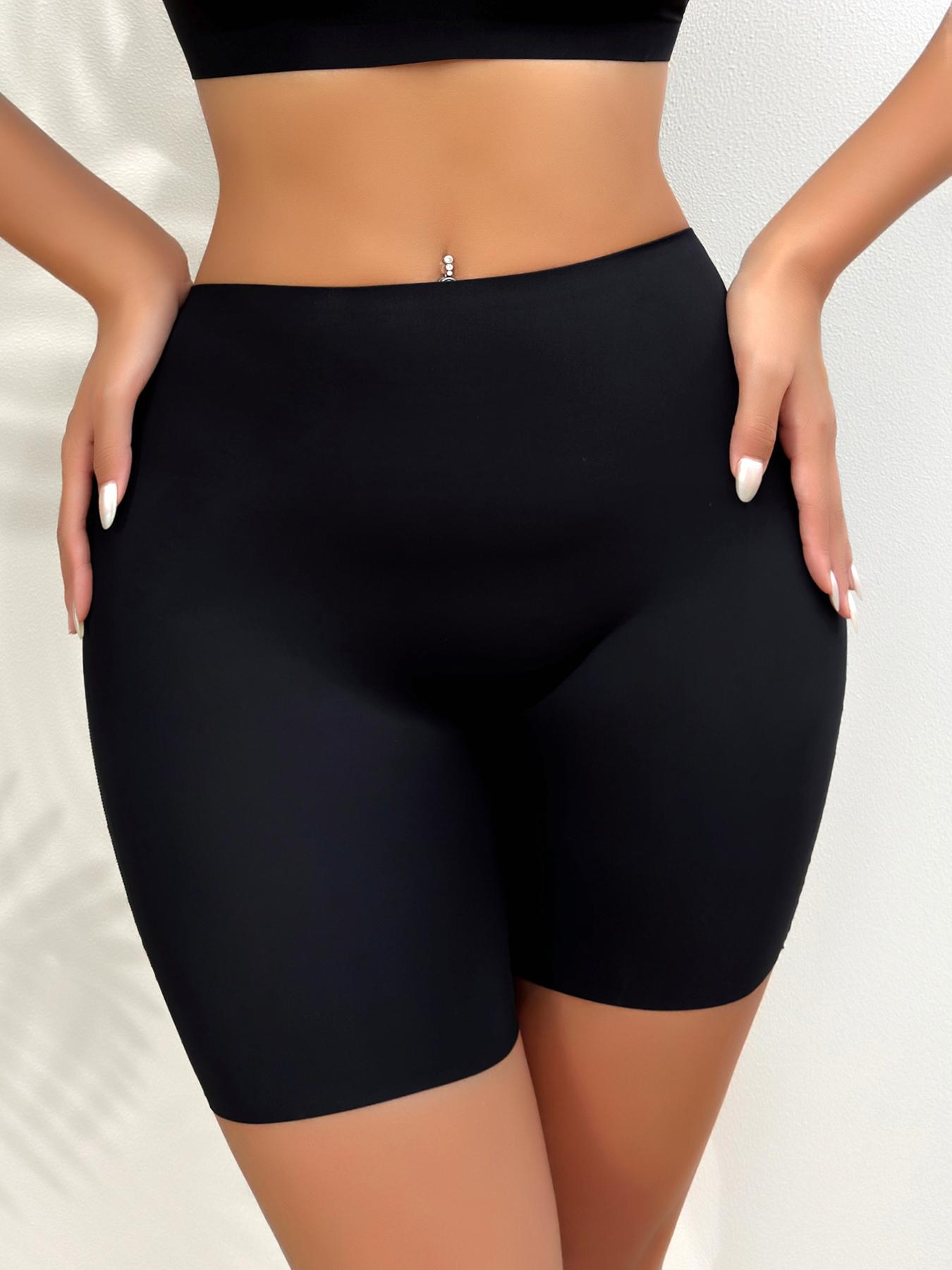 Women's Solid High Waisted Shapewear Shorts, Basic Minimalist Tummy Control Butt Lift Seamless Shaper, Comfy Breathable Shapewear Bottoms for Women, Clothing