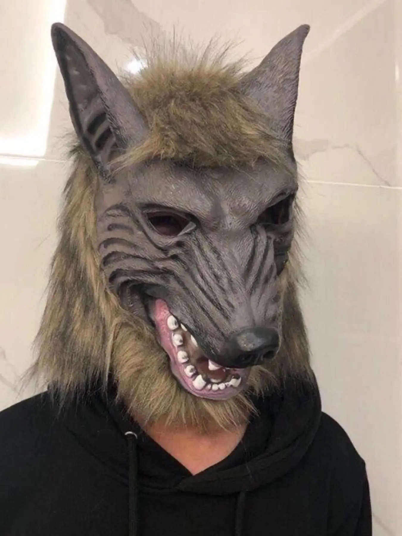 Children Teenager Mask, Halloween PU Wolf Mask, Party Role Play Props, Soft 3D Wolf Head Costume, Festival Gathering Realistic Mask