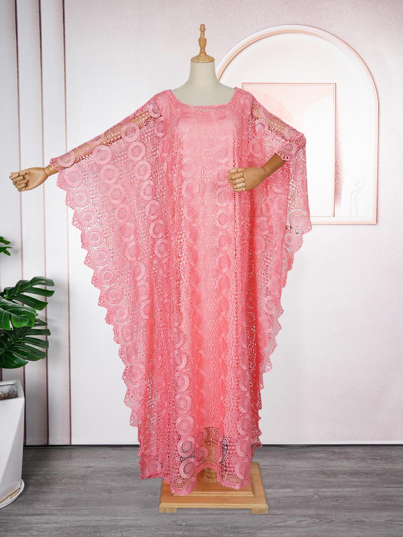African Women's Solid Color Lace Kaftan elegant Dress 2026 Embroidery Rhinestone for Party Holiday Wedding Guest Plus Size Ladies Clothes for All Seasons maxi formal party gown goddess valentine's day vacation