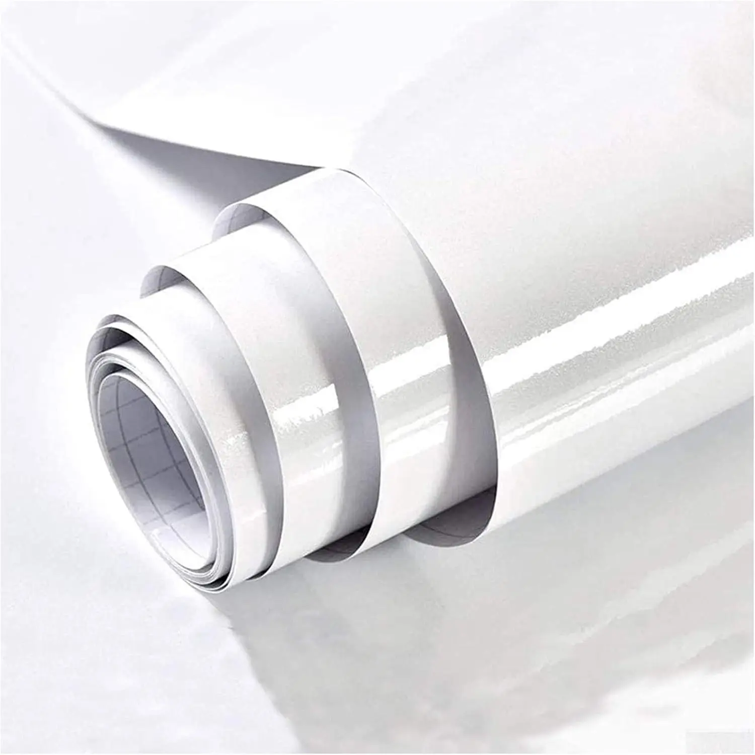White Contact Paper Glossy Shiny Peel and Stick Wallpaper for Countertops | 15.7" X 78.7" White Wall Paper Self Adhesive Removable Thicken Waterproof for Kitchen Cabinet, Decorative Vinyl Paper