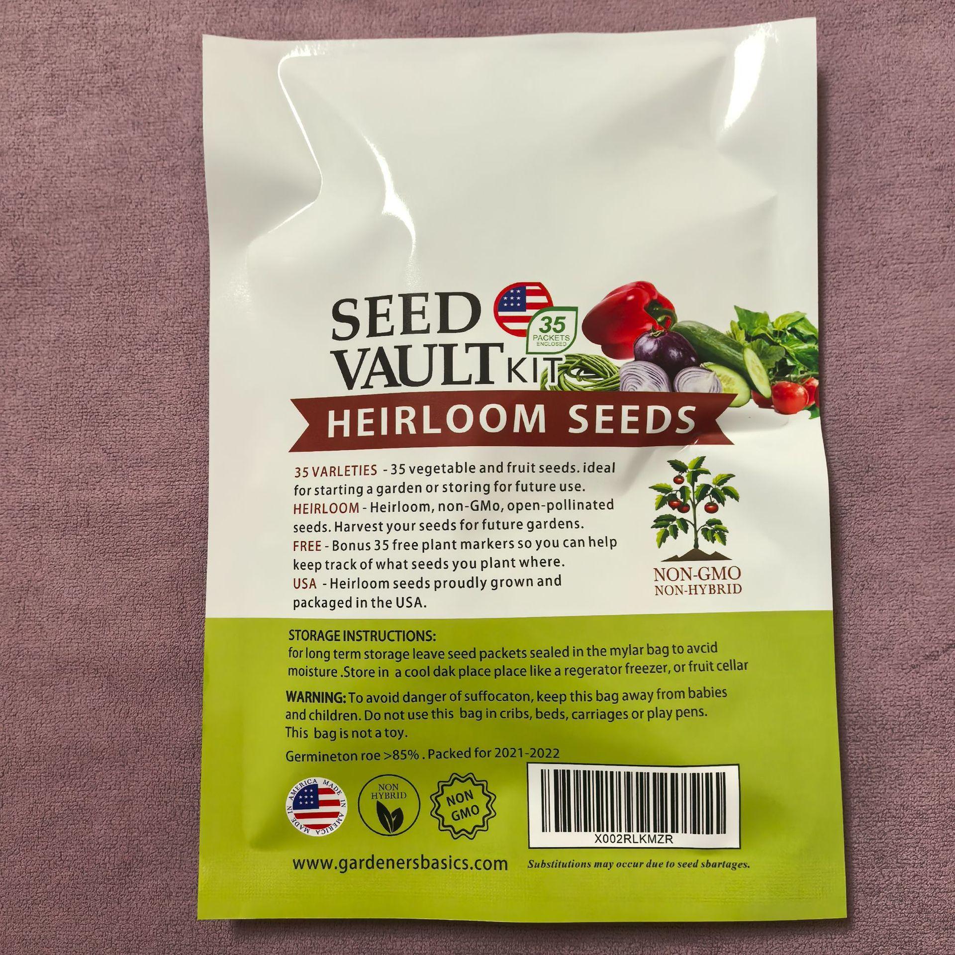 Vegetable Seed Vault Kit - 35 Variety Pack for Home Growing & Planting Survival Seeds