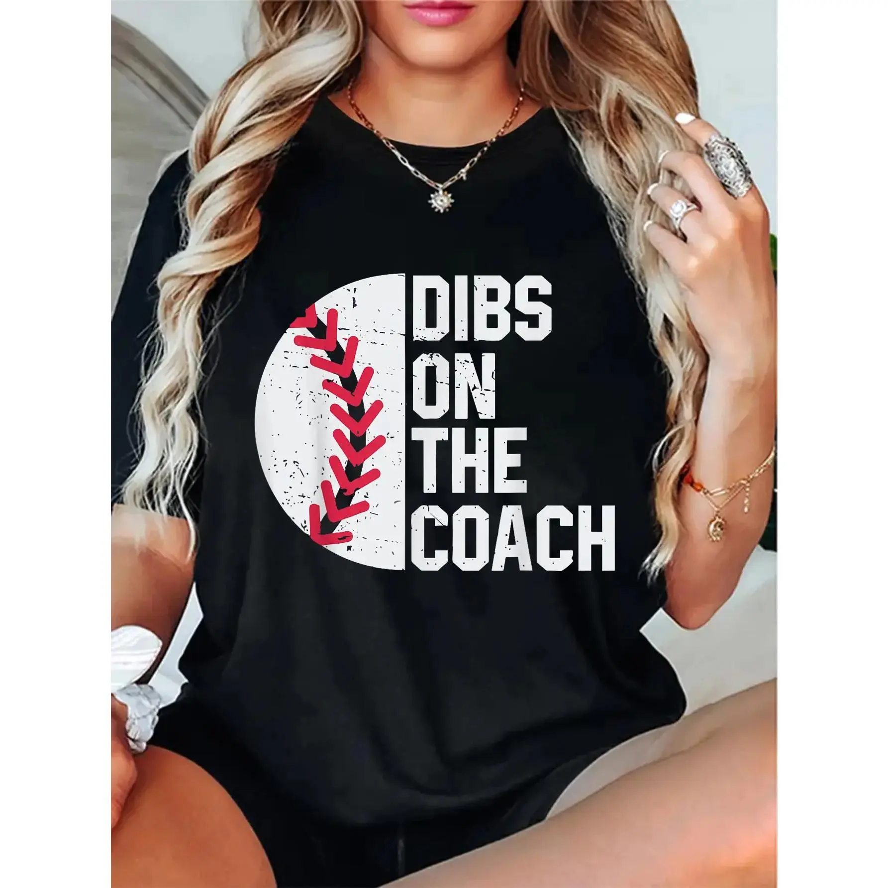 100% Cotton Unisex Dibs On The Coach Funny Baseball Heart Cute Mother's Day T-Shirt.....