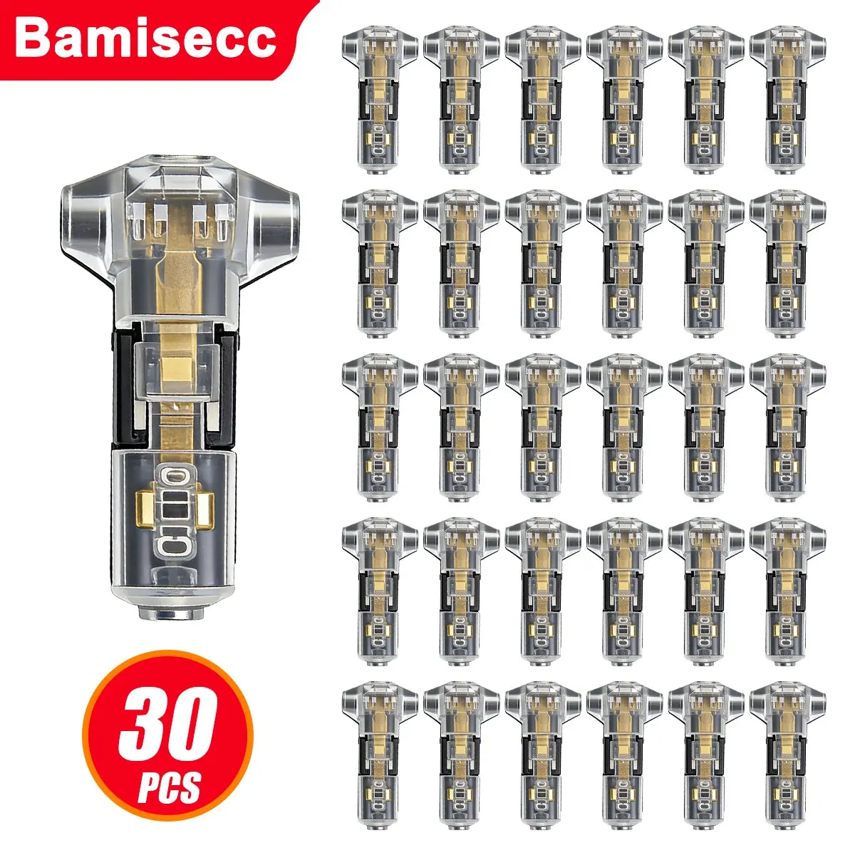 T1 Quick Wire Terminal, Puncture Type No Soldering, 2-Pin Wire Connector, LED Strip Light, Car 24-20awg Wires, Terminal Connectors, 30/50 Pieces