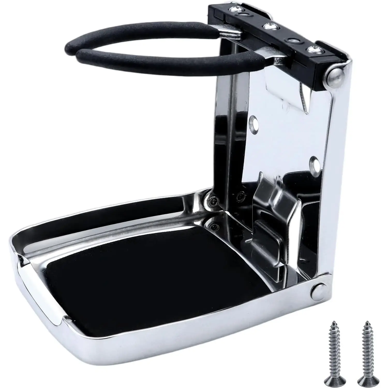 304 Stainless Steel Adjustable Folding Cup Holders,Boat Drink Cup Holder,Folding Wall  Desk Cup Holder for ,RVs,,,Campers,Caravans(1 Pack)