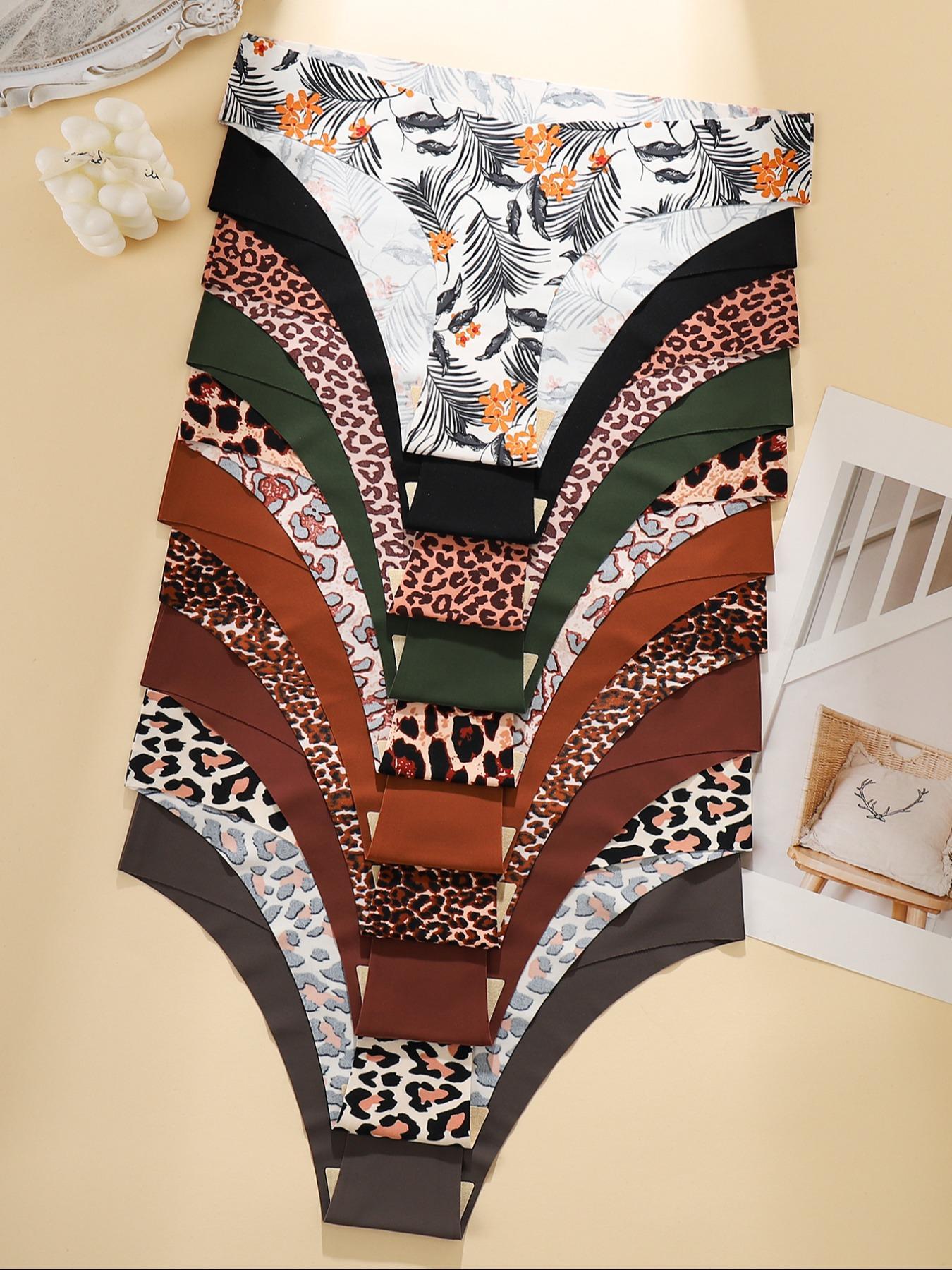 Women's Solid Color/All Over Print Seamless Panty, Soft Comfy Breathable Knicker for Everyday Wear, Underwear for All Seasons