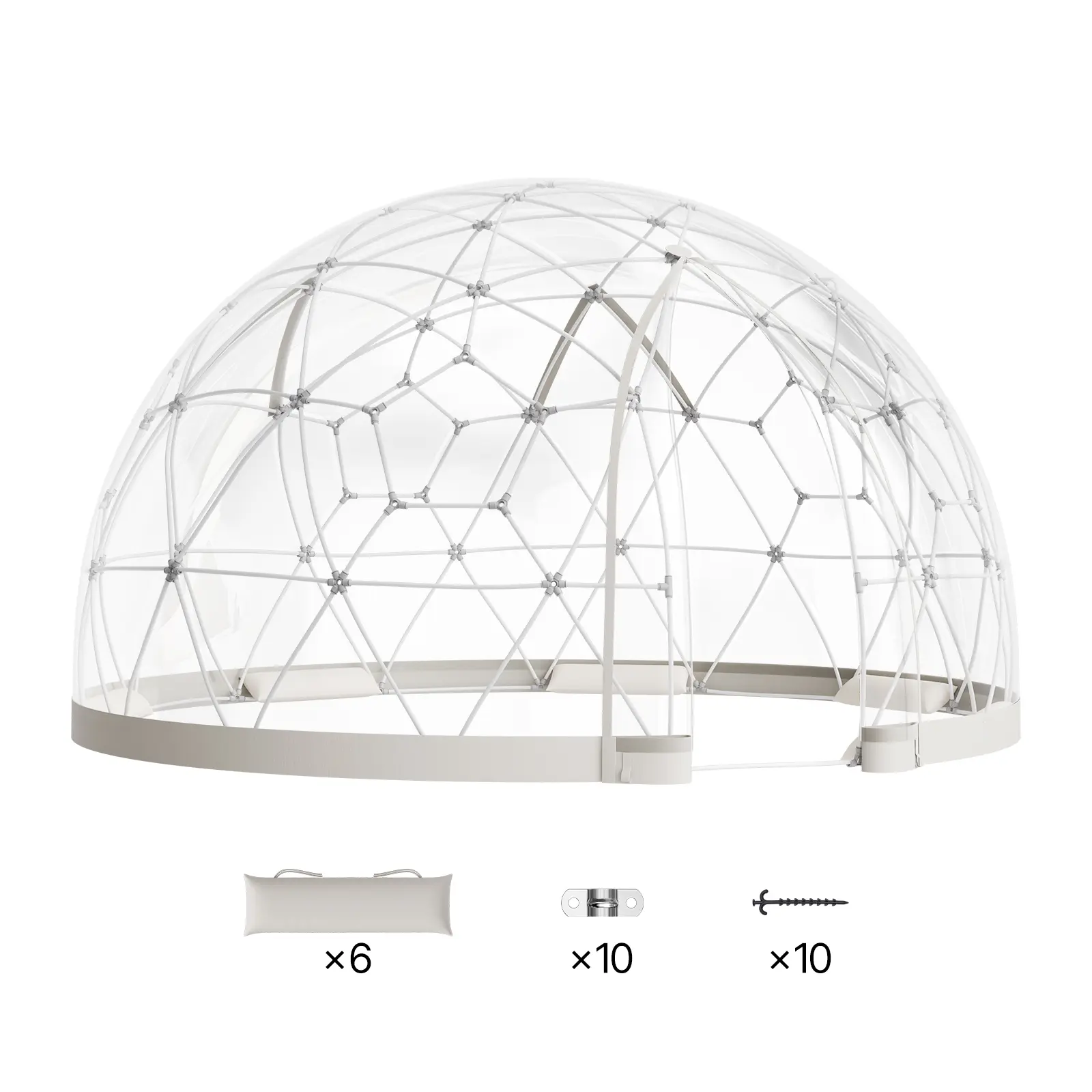Garden Dome Igloo, Outdoor Clear Bubble Tent, 90 lbs Max Snow Load, Weatherproof Geodesic Dome Greenhouse with Window, Reliable Waterproofing, 360° Clear Panoramic View