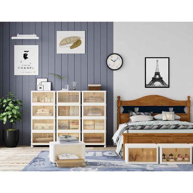 Closet Organizers and Storage 23Qt 3 Pack Stackable Storage Bins with 1 Lid Closet Organizer Boxes for Clothes Foldable Storage Box for Clothes/Office Supplies/Snacks (23Qt X 3)