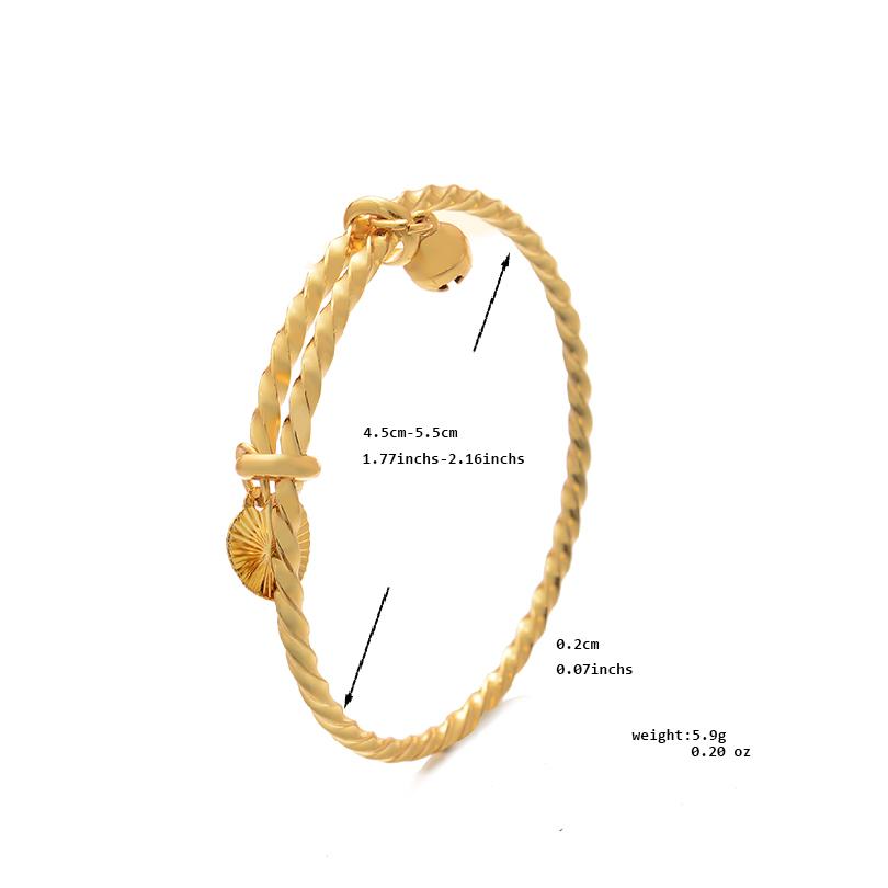 Gold Color Bangle for Girls/Baby/Kids Charm Gypsophila Bracelet Small Bell  Heart Jewelry Child Christmas Gifts