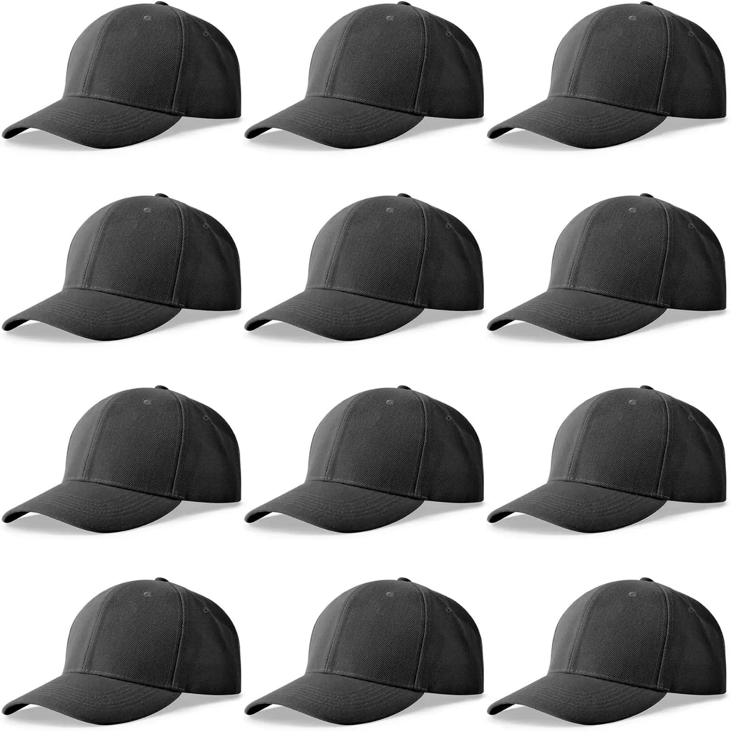 12 Pack Unisex Baseball Caps Bulk Wholesale Blank Plain Adjustable Hats for Men & Women(Gift)