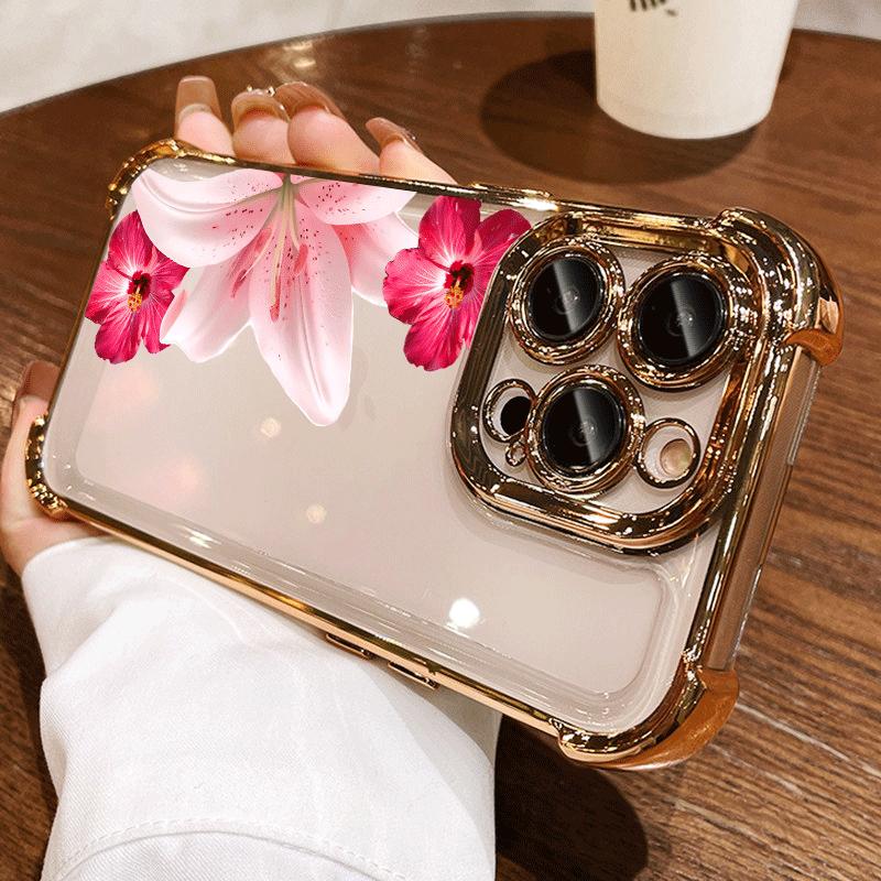 Hibiscus Bloom Case for iPhone 17 Air 16 Pro Max 15 Plus 14 13 12 11 X XS Shockproof Anti-Scratch Soft Silicone Four-corner Thickened Festive Design