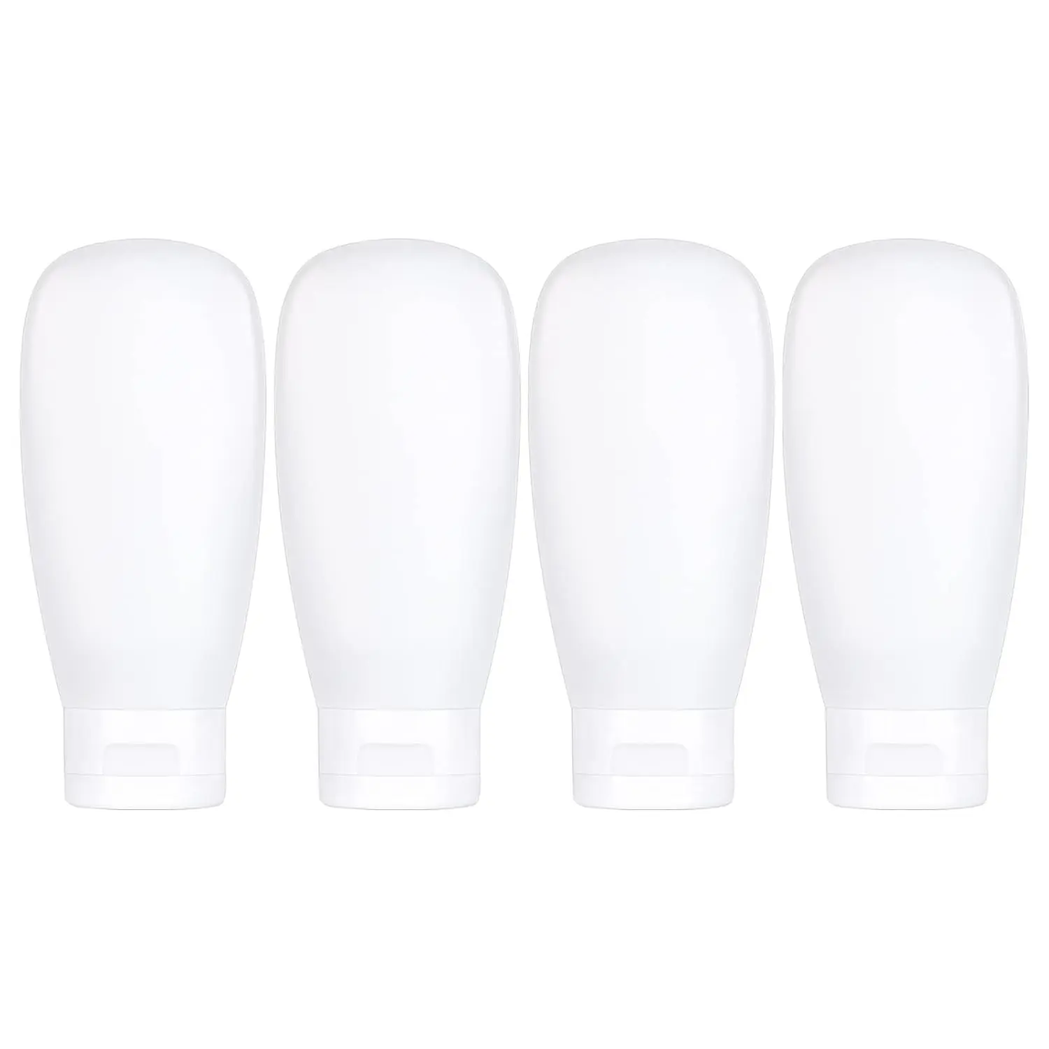 TSA Approved Travel Plastic Water-Proof Canister Set - 4-Count 100ml Leak-Proof Refillable Squeeze Containers with Hand Stickers, Portable Toiletries Kit for Airplane Shampoo Conditioner Lotion Gel