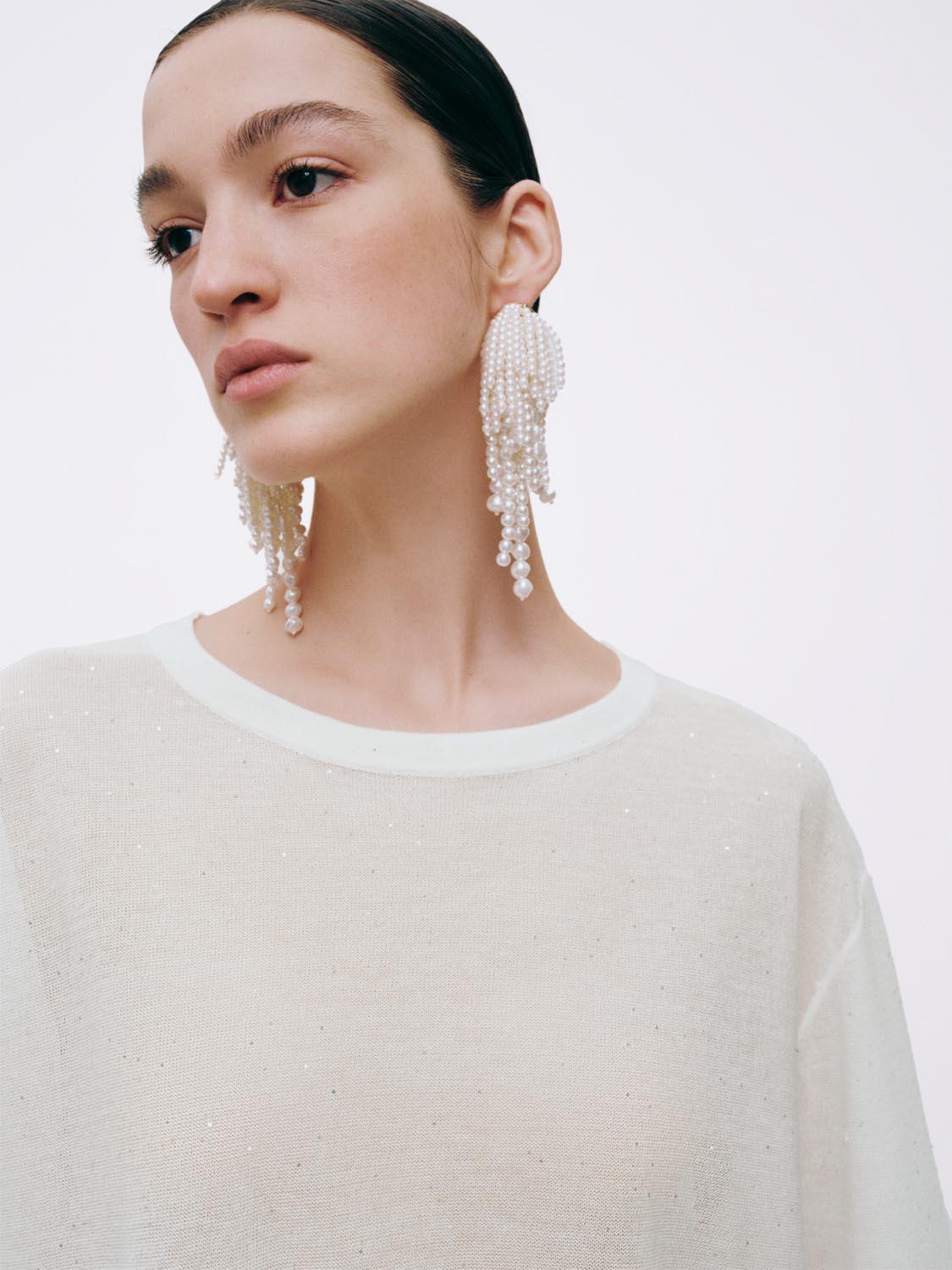 URBAN REVIVO 2026 Summer Women's Casual Design Sequined Loose Round Neck Knit Top UWH960036