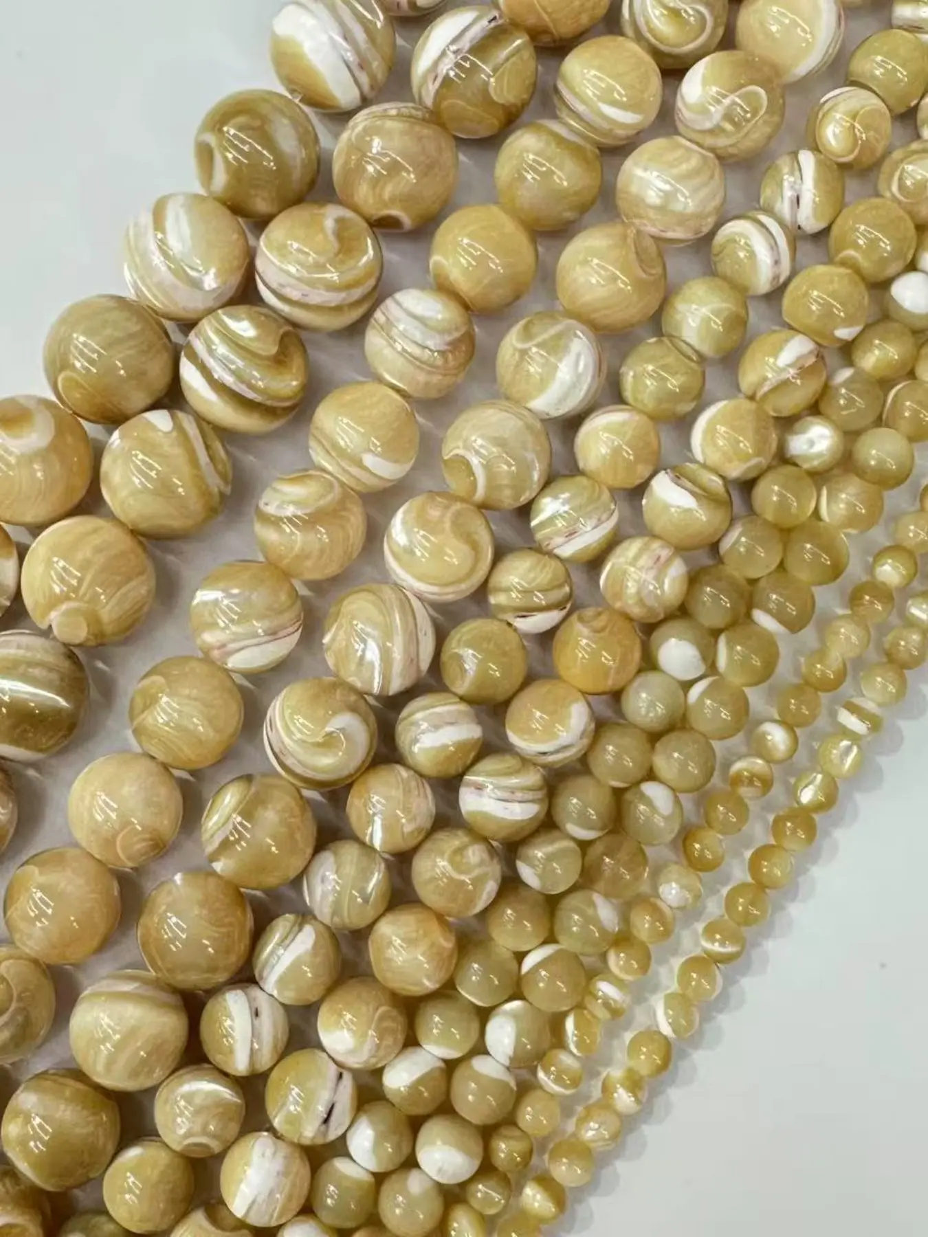 Natural Mother of Pearl Trochus Shell Beads, 4/6/8/10/12mm Round Loose Beads, Jewelry Making, Bracelets, Necklaces, Accessories
