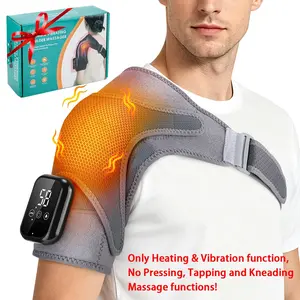 Electric Shoulder Massager with Heat, Cordless Shoulder Timing Heating Pad with Massage, Heated Shoulder Wrap Belt with 3 Vibration Modes & 3 Heat Levels & Timer, Christmas Gifts for Men Women