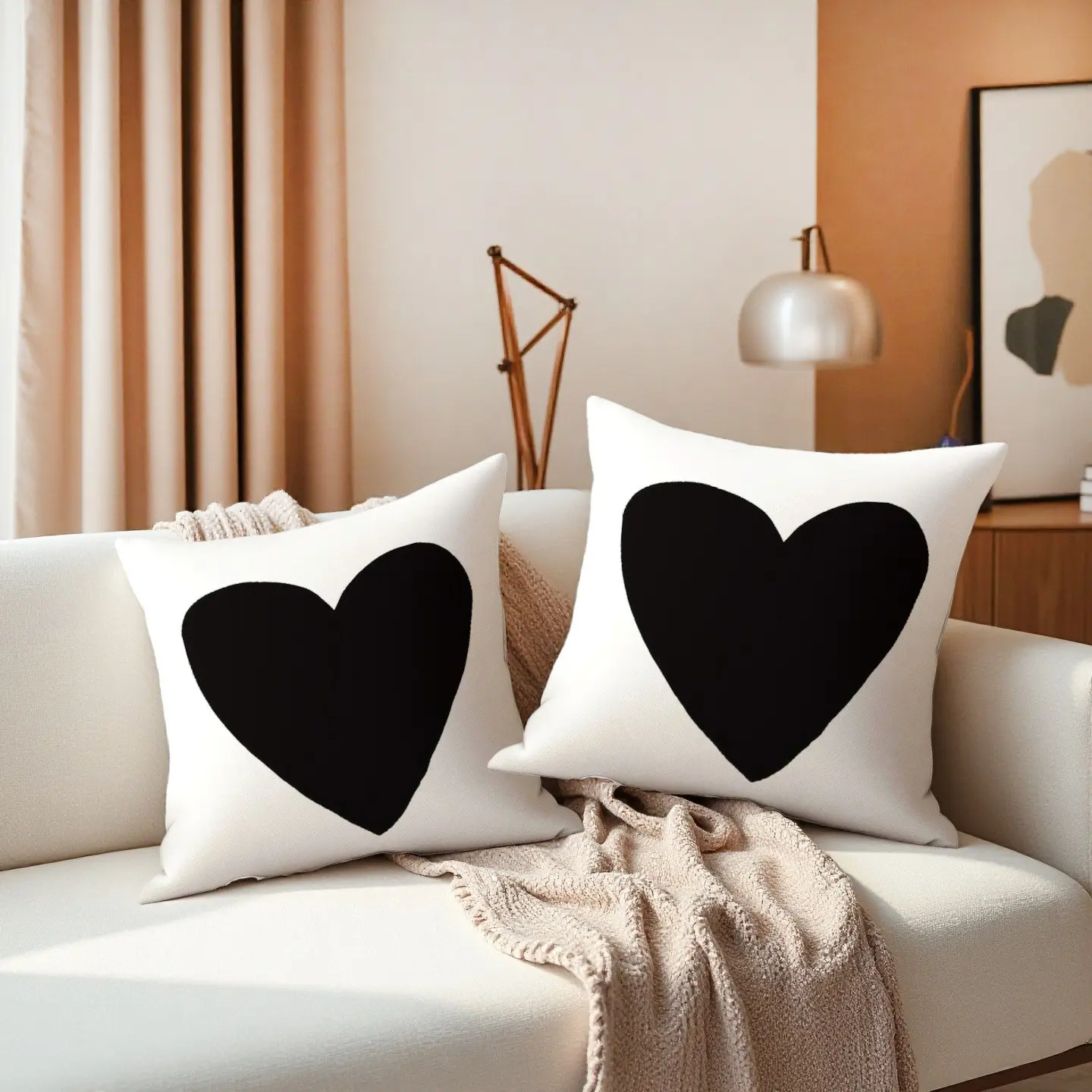 2pc Heart Print Pillow Covers, Cute Home Decor for Couples, Essential Love-Themed Pillowcases, No Insert Included, Perfect for Daily Use