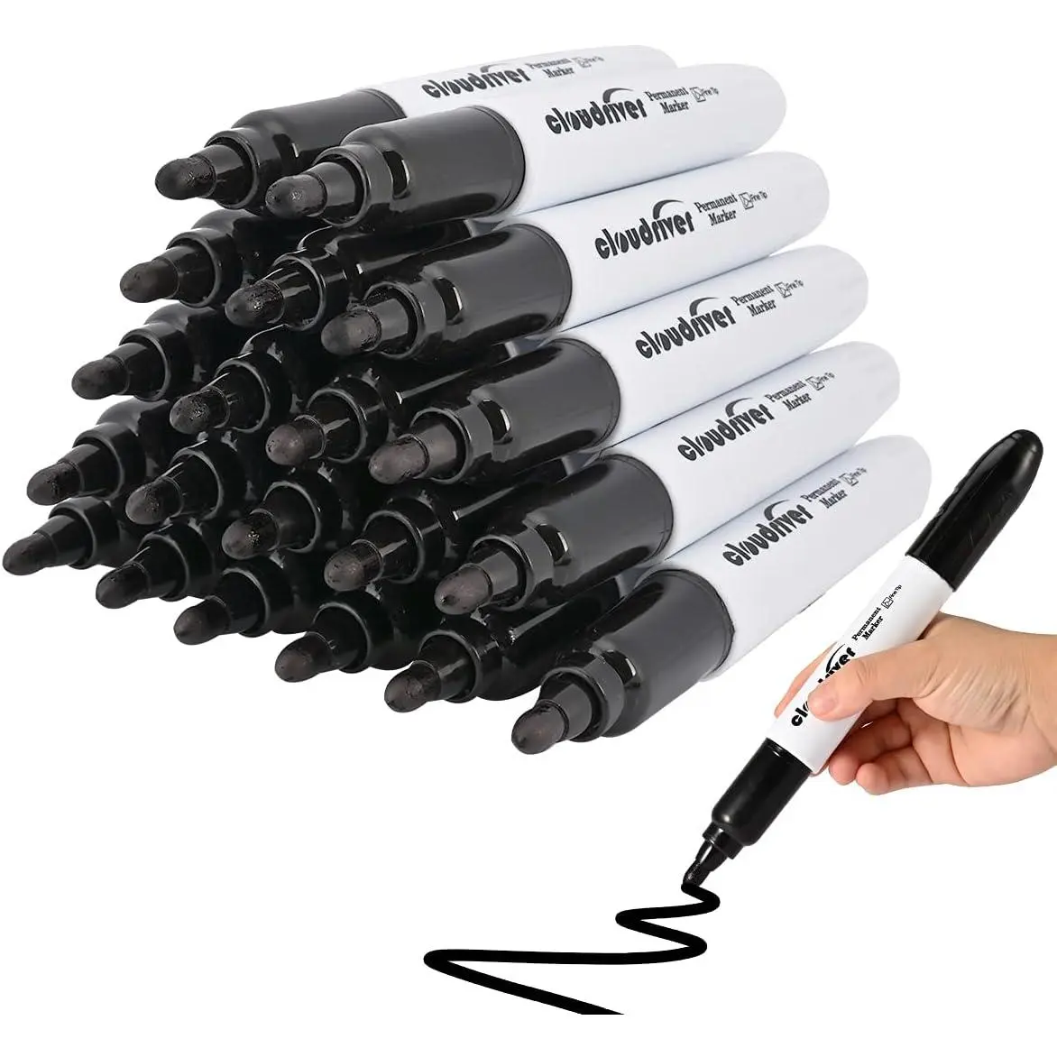 Size Markers, Black, 20 Pack, Large Markers, King Marker, 0.078" Bullet Tip, 3 times larger capacity, Works on,Wood,Stone,and