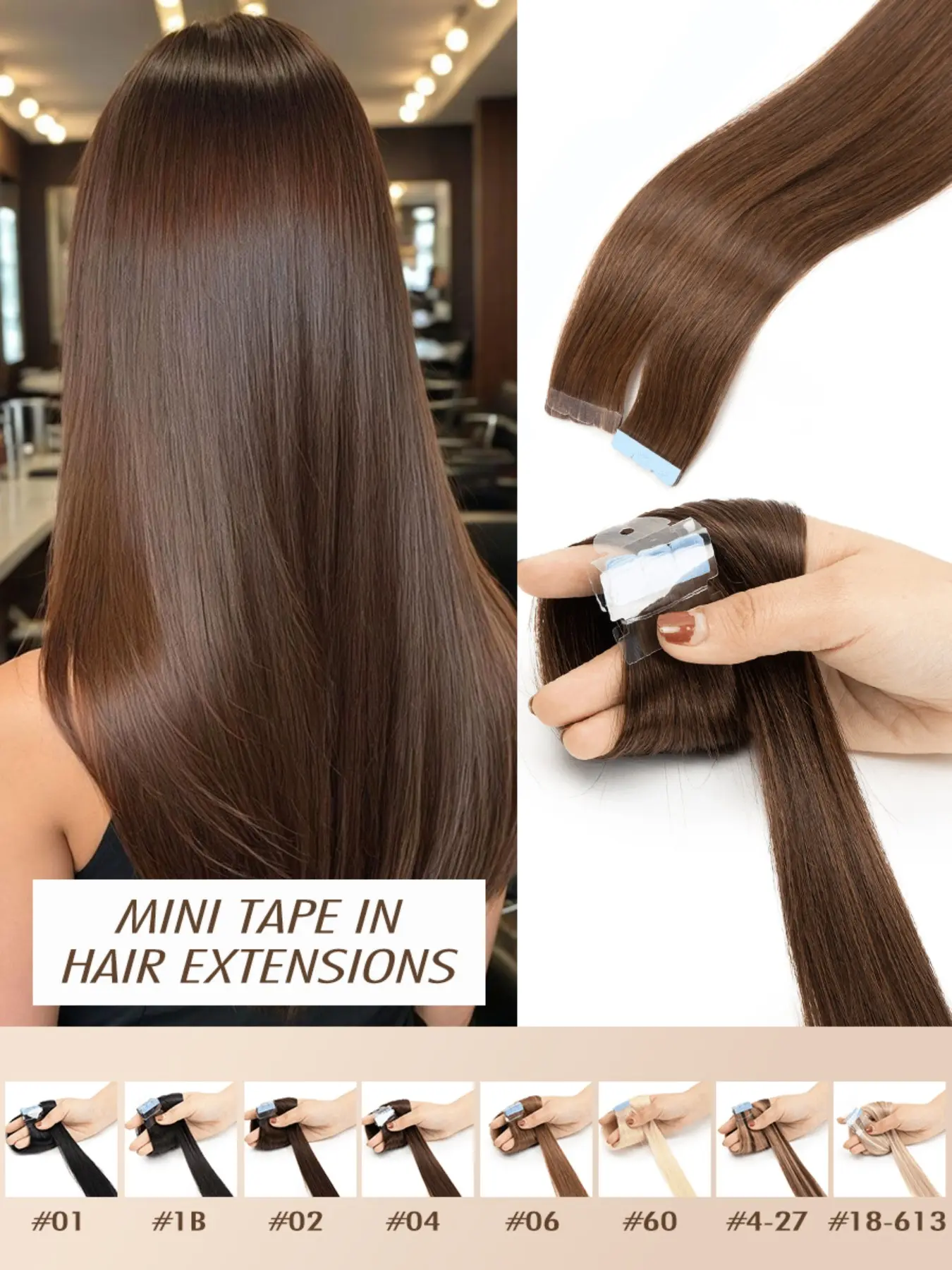 Mini Hair Extensions, 12-20 Inches, Invisible Seamless Design, Healthy Hair, Easy to Wear and Remove, Ideal for Women and Girls